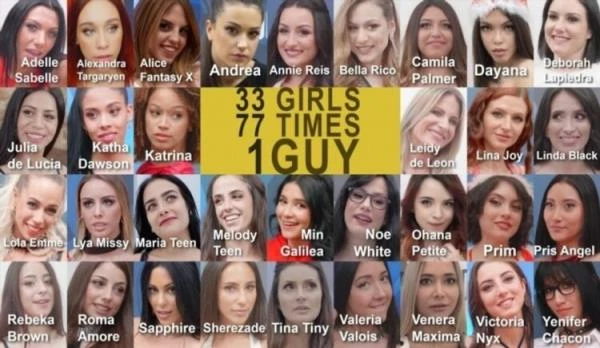 Compilation - 33 girls, 77 times, 1 guy [FullHD 1080p / 2.23 GB]