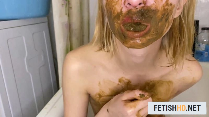 p00girl - Warm milk enema, poop in milk for breakfast and body skating (Scat) [FullHD 1080p / 1012 MB]