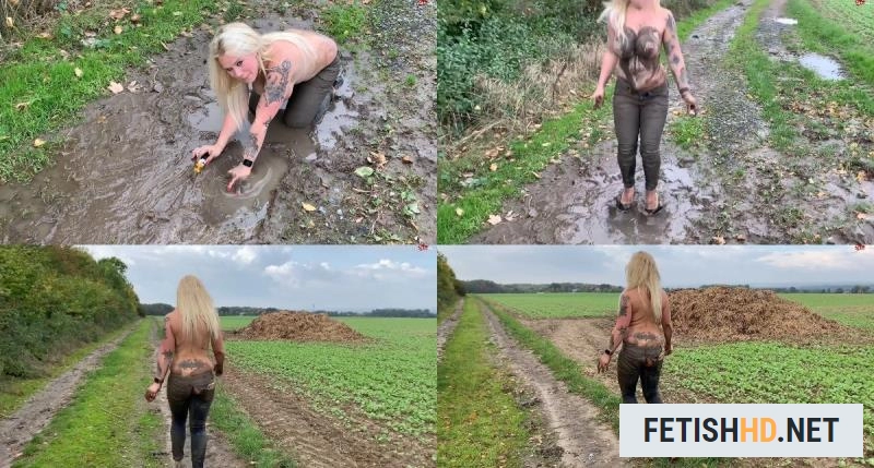 Devil Sophie - Mud Fetz Jeans mess - Heavy mess on the straw hill with devil-sophie (Pissing) [FullHD 1080p / 247.9 MB]