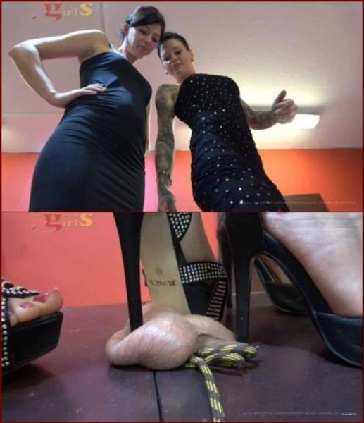 Miss Jane and Lady Chantal - Full weight ball and cock stomping [HD 720p / 300.7 MB]