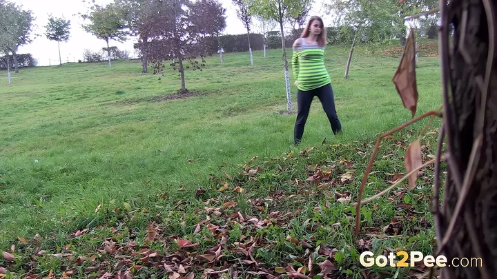Outdoor Pissing - Redhead Streams in an Open Field, Exposed - Fetish Porn Video on FetishHD